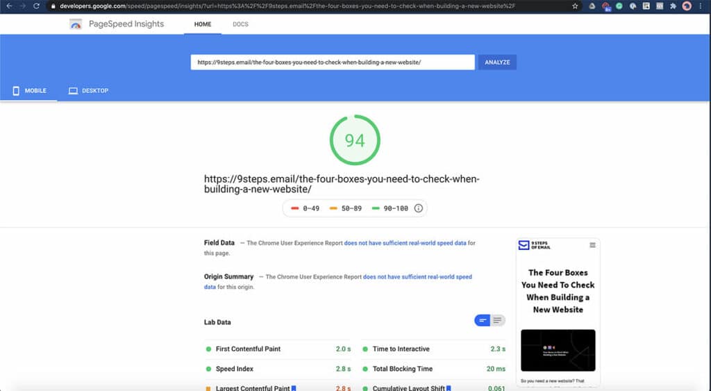 Google-PageSpeed-Insights-Speed-of-the-Page
